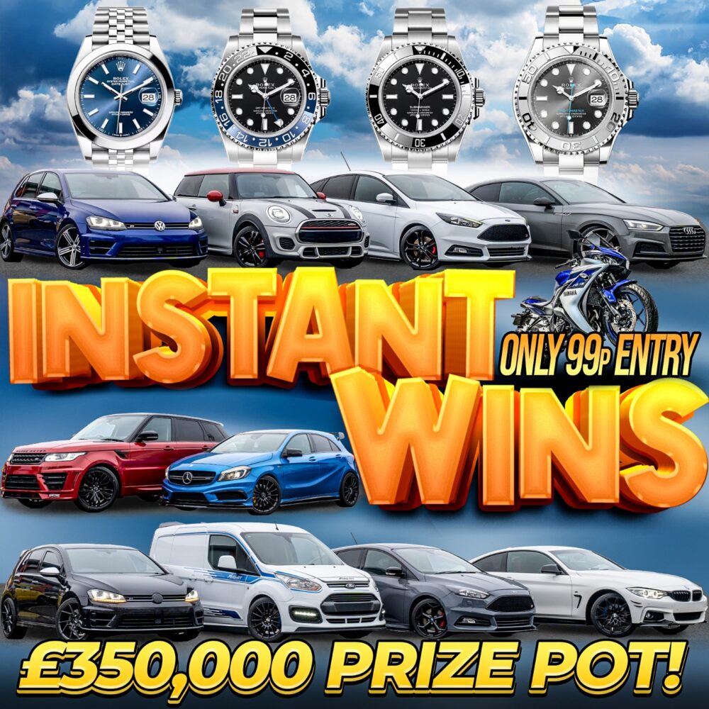 £350,000 INSTANT WINS PRIZE POT: JUST 99P PER TICKET - WITH £5,000 END PRIZE!