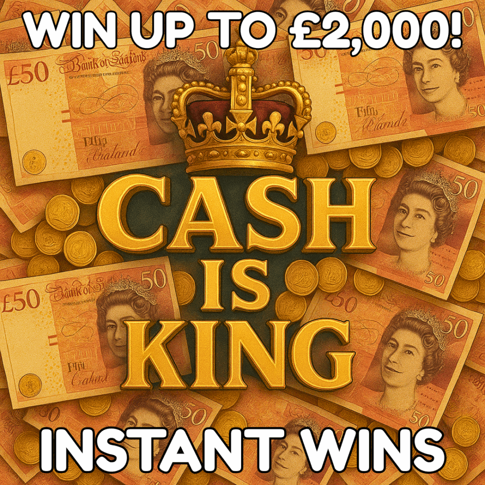 CASH IS KING INSTANTS! WIN UP TO £2,000 INSTANTLY - £1000 END PRIZE!