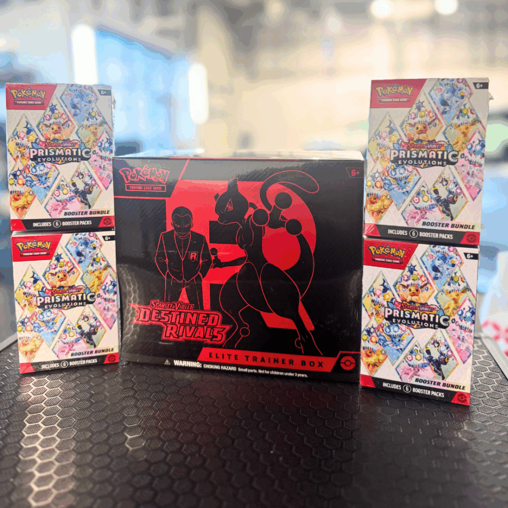 POKEMON BUNDLE-DESTINED RIVALS ETB + 4 PRISMATIC BOOSTER BUNDLES!