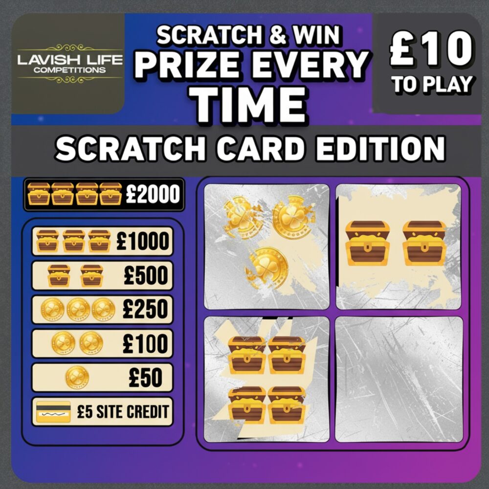 PRIZE EVERYTIME SCRATCH CARD : WIN UP TO £2,000 INSTANTLY - £1K END PRIZE!