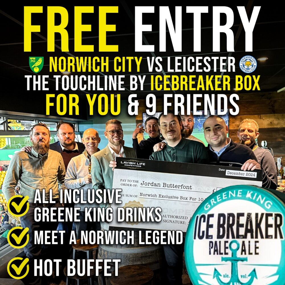 FREE ENTRY - WIN THE ICE BREAKER HOSPITALITY BOX FOR NORWICH VS LEICESTER!