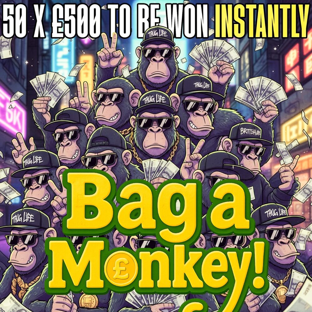BAG A MONKEY - 50 X £500 CASH INSTANTS + £500 END PRIZE!