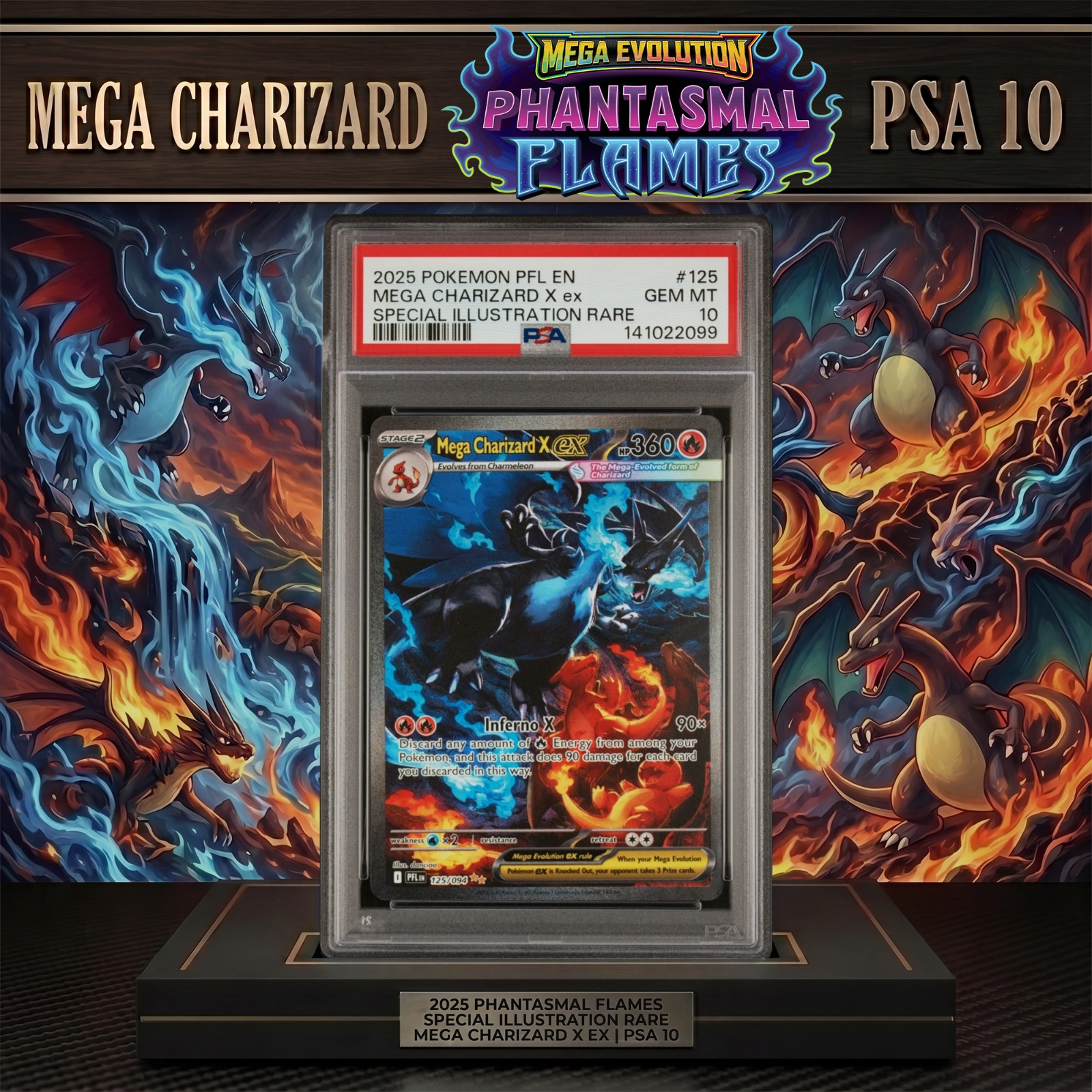 PSA10 MEGA CHARIZARD X EX 125/094 CARD – LOW ODDS!